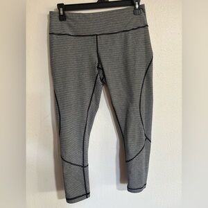 Zella Black and White Striped Leggings